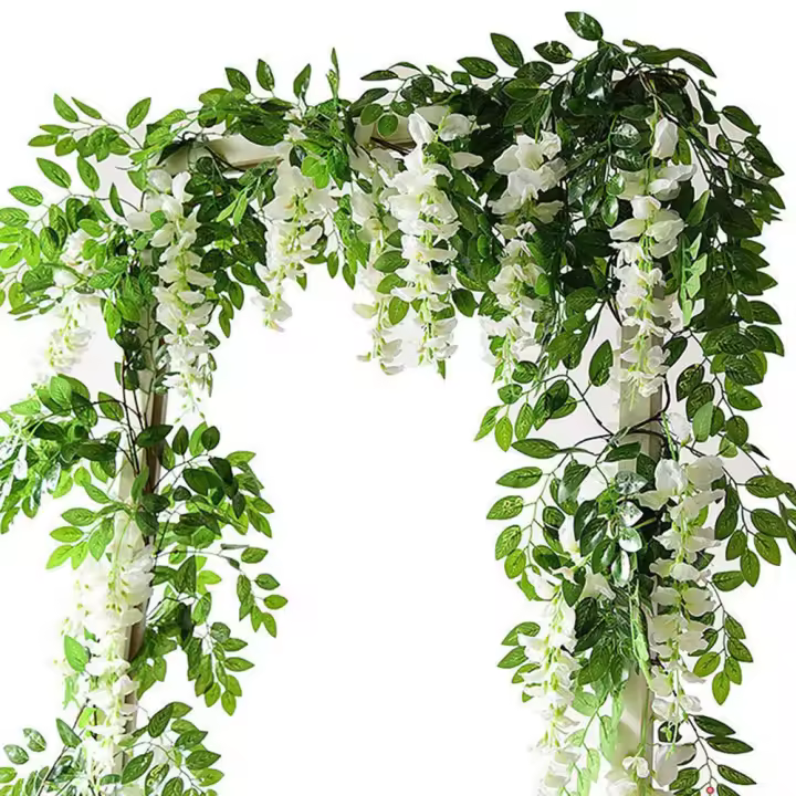 2pcs Guirnalda De Flores Artificiales Wisteria Vino Para Decoración De Boda Y Jardín Estilo De Flores Hechas De No-tejidas Originales En Guangdong - 1