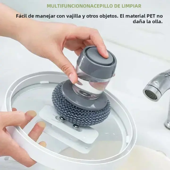 Cepillo De Limpieza Para Platos Y Vajilla Con Dispensador De Jabón Eco-amigable Material PP Herramientas Pequeñas Prácticas Para La Cocina - 1