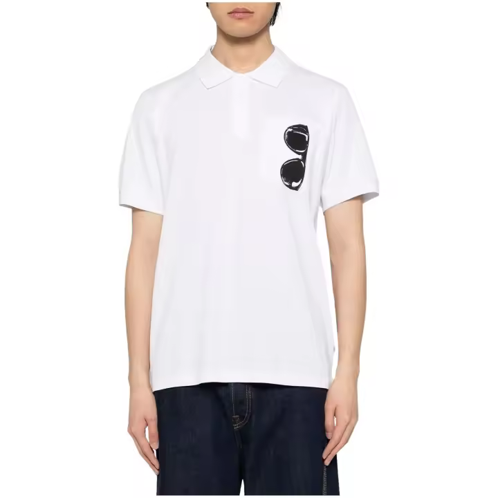 Polo MOSCHINO de Manga Corta y Bolsillo con Estampación de Gafas de Sol Color Blanco - 1