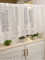 Cortina Blanca De Encaje Floral Bordado Semi Transparente 1 Pieza Polyester Translúcida Sin Doble Capa Ni Aislamiento Solar - details 0