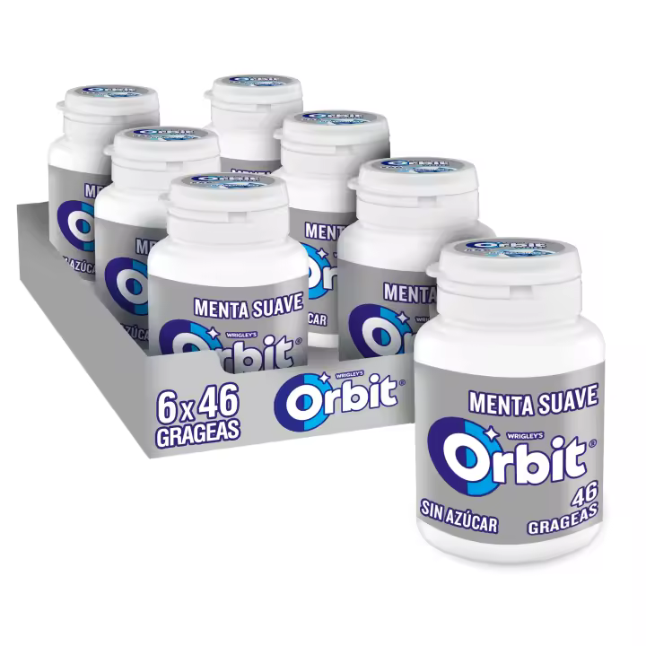 Orbit White, Chicles Sin Azúcar Sabor Menta Suave, Fresco, Intenso y de Larga Duración, Formato Gragea, 6 Botes x  46 Unidades - 1