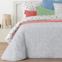 Manterol - Colcha bouti reversible estampado flores y cachemires. Cubrecama ideal para primavera, verano y entretiempo. Colcha fina, extra suave y ligera. - details 2