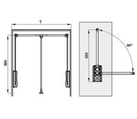 AZERODESIGN - PERCHERO ELEVABLE ABATIBLE para armarios, barra armario abatible con tirador central, peso máximo de 15kg anchura regulable, color gris, acabado cromo - details 1