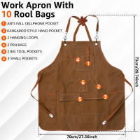 Aguas Resistentes Delantal De Lona Unisex Para Trabajo Con Bolsillos Para Herramientas Duradero Ajustable Con Correas Cruzadas Para Hogar Y Taller - details 6