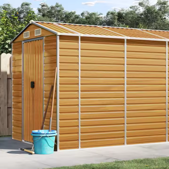 vidaXL Caseta de jardín acero galvanizado marrón claro 191x810x198 cm - 1