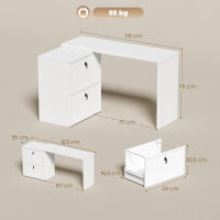 HOMCOM Escritorio Reversible en Forma de L, Mesa de Escritorio con 2 Cajones Archivadores, Diseño Moderno para Espacios Pequeños, Oficina en Casa, Blanco - details 2