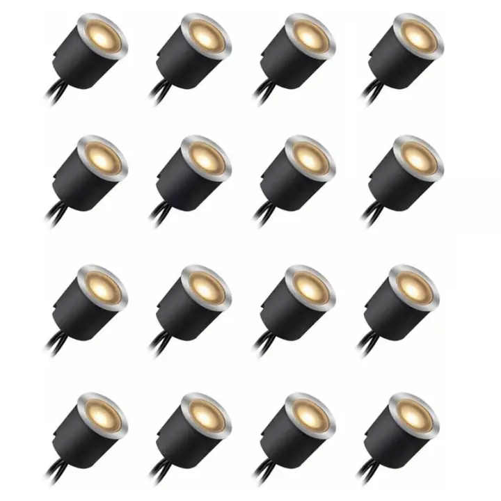 Focos LED Empotrables Exterior IP67-16PCS Downlights Empotrables para Terraza Techo de Madera Impermeable 0.6W Ø32mm Patio Cocina Jardín Pasarela Armario Deck Madera - 3200K - 1