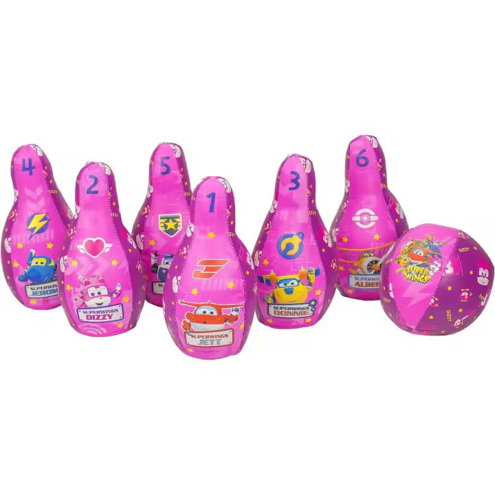Juego de Bolos Soft Wings, color rosa (3776) + REGALO DIANA  VELCRO Bolos blanditos con dos pelotas. Perfectos para el desarrollo de la psicomotricidad infantil. Divertidos y seguros. Calidad a buen precio. De acuerdo a la normativa CE. +3 años - 1