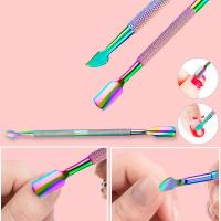 Kit De Herramientas De Manicura 3pcs Alicate Y Empuñadura De Cutícula En Acero Inoxidable Colores Arcoíris Para Uñas Y Tendones - details 2