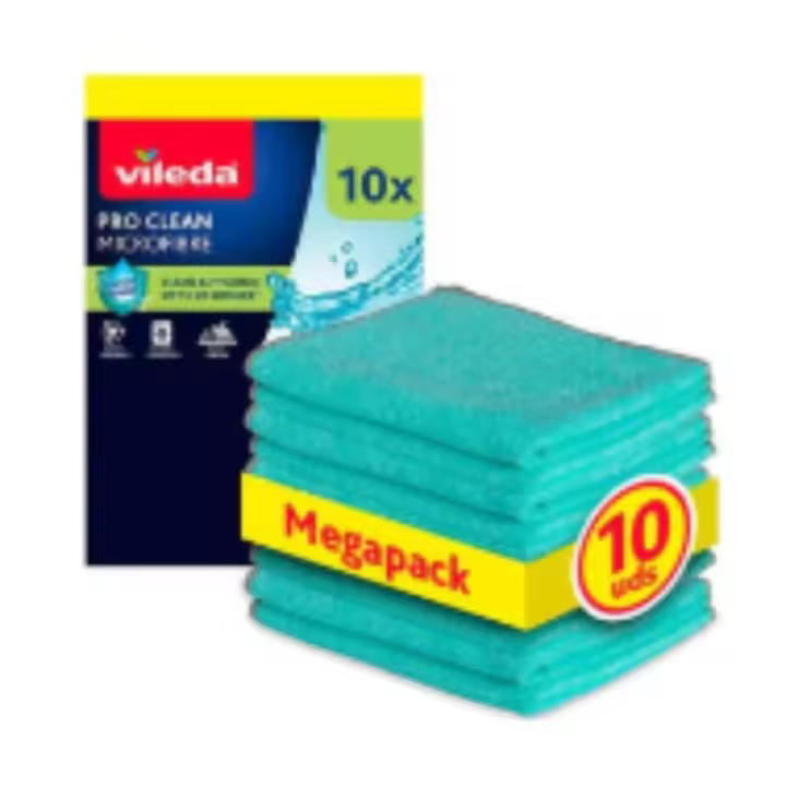 Vileda | Bayeta MF Pro Clean Pack de 10 unidades | Bayeta de microfibra con enzimas naturales | Limpieza superior | Elimina suciedad y residuos | Alta absorción | Versátil y potente | - 1