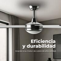 EVVO Ventilador de techo con luz y mando V516 Steel, silencioso, Ø132cm, 4 aspas, 3 velocidades, 65W, temporizador - details 1