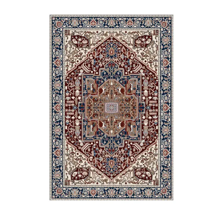 VIKAMA Alfombra De Estilo Persa Retro Plegable Y Lavable Imitación De Cachemira Para Entrada Puerta Dormitorio Sala De Estar Resistente Al Agua Y Antideslizante - 1
