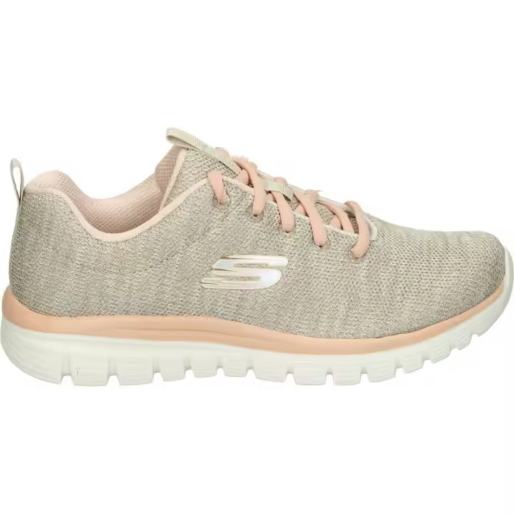 SKECHERS I Zapatillas Skechers Graceful Twisted Fortune para Mujer – Deportiva Casual en Color Natural con Detalles en Coral – Sneakers con Cordones – Cómodas y Versátiles – Modelo 12614-NTCL - 1