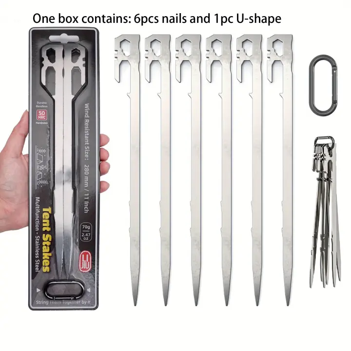 Estaca de Suelo BOPORO para Tienda de Campaña de Acero Inoxidable 28cm Ideal para Acampar Escalar y Viajes a la Playa 50 Veces Más Resistente - 1