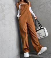 Monopiece Retro Europeo Y Americano Para Mujer Con Bolsillos De Color Sólido Pantalones Casuales Y Sueltos De Overal - details 3