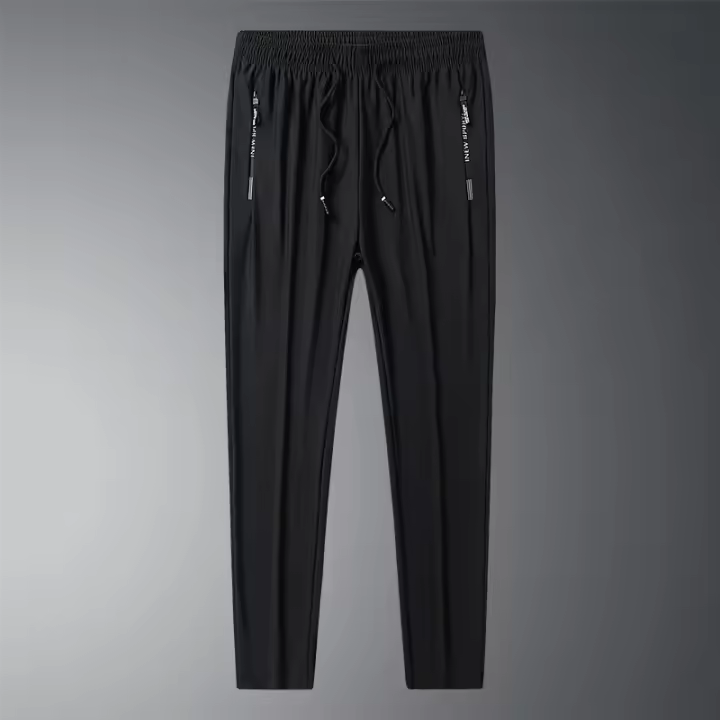 Pantalones Casuales Para Hombre Verano 2025 Ice Silk Delgados Talla Grande Cintura Baja Secado Rápido Joggers De Pierna Ancha Hasta El Tobillo - 1