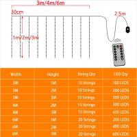 Luces De Cortina LED Con USB Y Control Remoto De 8 Modos Para Bodas Casas Fiestas Pared Ventanas Jardín Navidad Decoraciones - details 15