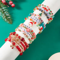 Juego De Pulseras Navideñas Coloridas Con Pendientes De Navidad Y Hombre De Santa Claus Y Nieve Para Fiesta De Año Nuevo Joyería Unisex - details 1