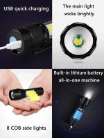 MiniLinterna LED Recargable COB Con Zoom Telescópico Para Camping Y Senderismo Linterna Táctica De Emergencia USB Recargable - details 2