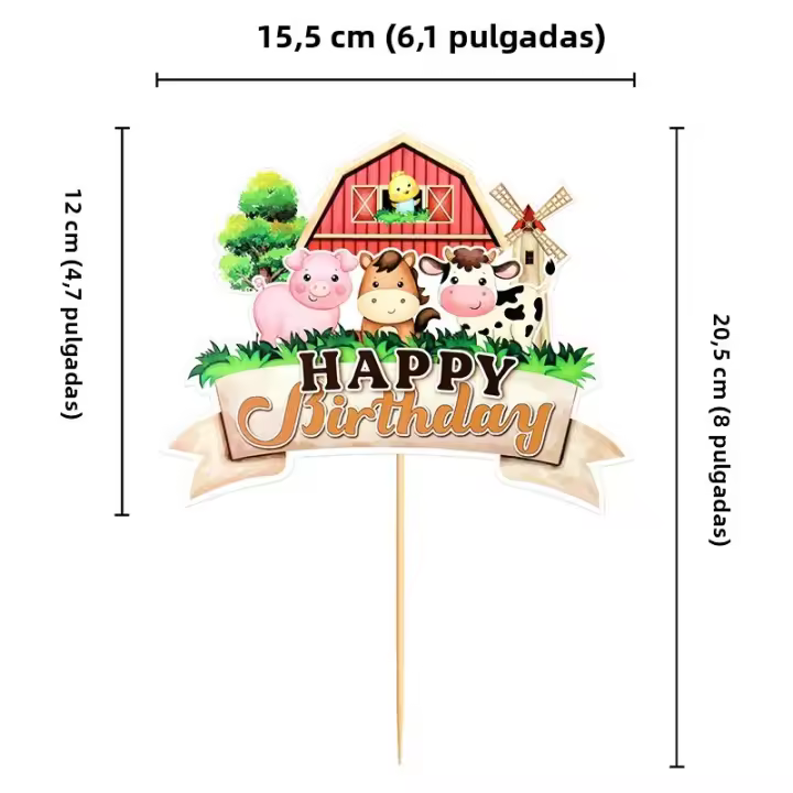 Nuevos Adornos Para Pasteles Temáticos De Granja Decoraciones Para Fiesta De Primera Cumpleaños De Bebé Ornamento De Vaca Tractor Y Pollo Para Cumpleaños Infantil - 1