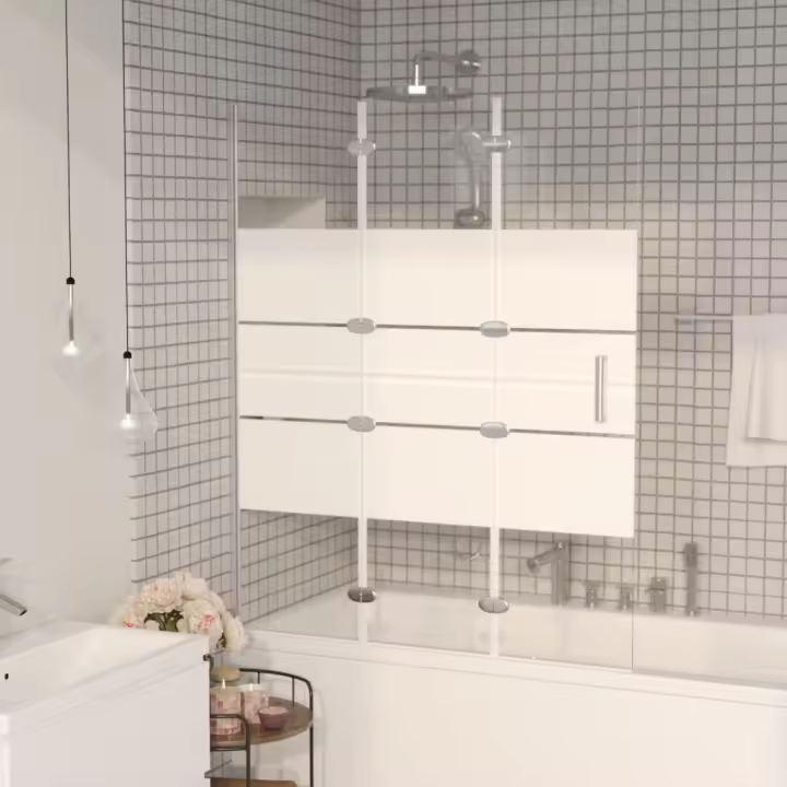 vidaXL Mampara de ducha plegable ESG blanco 100x140 cm - 1