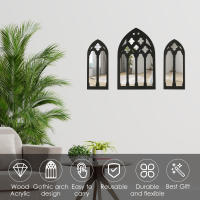 Juego De 3 Espejos Arqueados Para Decoración De Pared Estilo Gótico Decoración De Catedral Espejo Arqueado Autoadhesivo Para Decoración De Pared - details 0