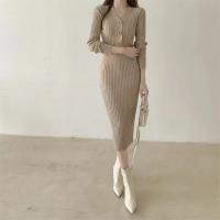 Vestido Bodycon Elegante Para Mujer Con Botones Y Cuello En V De Terciopelo Suave Manga Larga Estilo Oficina Otoño Invierno - details 15