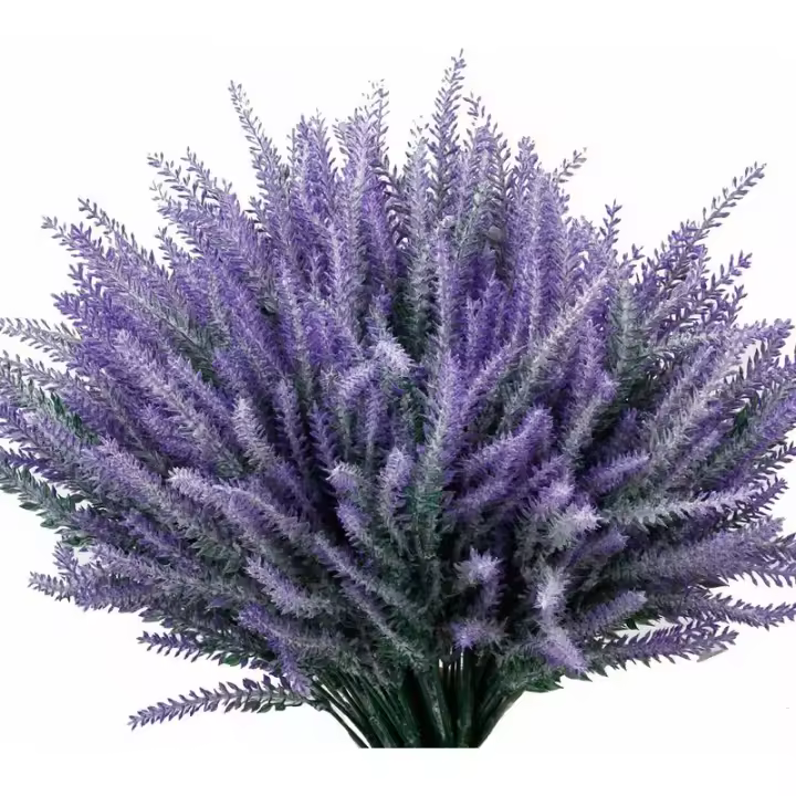Flores Artificiales Lavanda Colorido Flocado Ramo DIY Decoración De Jardín Florero Diseño Simulación Flor Boda Jardín Decoración De Oficina 10 Piezas Púrpura - 1