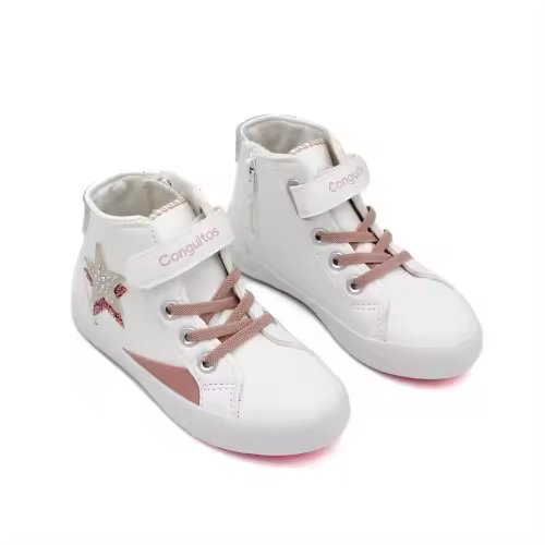 Zapatillas altas con estrella CONGUITOS 284078 con cordones elástico y velcro - 1
