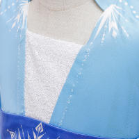 Vestido De Princesa Elsa Azul Con Manga Larga Y Cinturón Decorativo Vestido De Tule Para Niñas Fiesta De Cumpleaños Estilo Europeo Y Americano - details 4