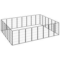 vidaXL Jaula Perros Acero Recubierto Polvo Negro Puerta Cachorro Dimensiones 50x50x100cm (4 paneles),  150x50x100cm (8 paneles),  200x100x100cm (12 paneles) y mas - details 4