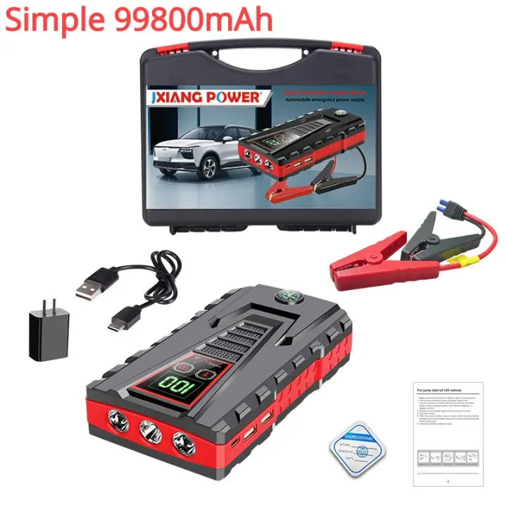 Car Jump Starter 12V 99800mAh Portable Auto Starting Device 5000A Peak Power Bank Petrol Diesel Car Emergency Battery With Air Pump - 1