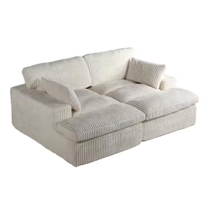 Sofá cama modular de pana – Sin montaje, cojines de espuma, ahorra espacio, chaise longue – Ideal para espacios pequeños - 1