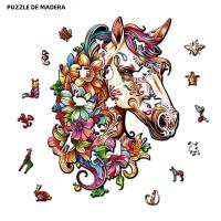 Rompecabezas De Madera Con Forma De Caballos Coloridos Juego De Puzzle Dificil Regalos Para Cumpleaños Para Niños Y Adultos - details 0