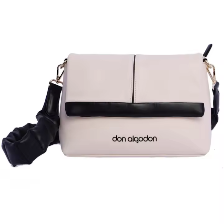 DON ALGODON BOLSO BANDOLERA BICOLOR BEIG Y NEGRO - 1