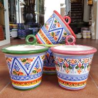 Set de 3 Macetas para colgar - 14 cm. (5.5 in.) - Pintadas a mano - Toledo (España) - Set of 3 Ceramic hanging plants pots - Planter pots - - details 0