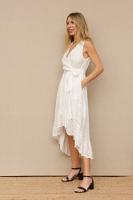 VESTIDO IBICENCO CINTA - Vestido Asimétrico Blanco, Calado, Algodón, Primavera Verano para Mujer - details 2
