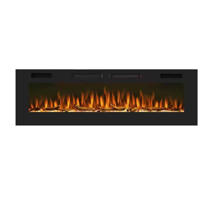 Mystflame Crystal - Chimenea Eléctrica de la Pared con Wi-Fi, 12 Colores de Leños y Llamas, Termostato 750/1500W, Estufa de Calefacción Confortable, Pantalla Táctil y Temporizador - 1