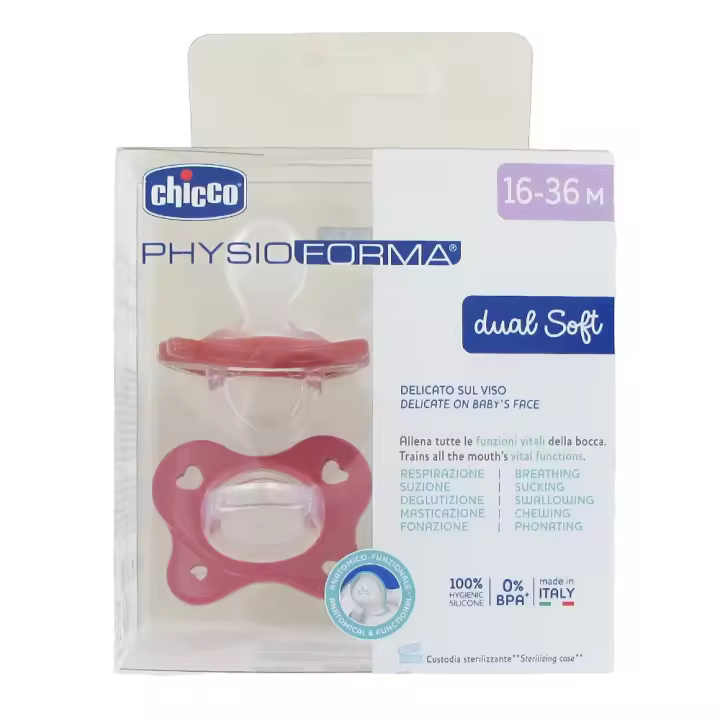 Chicco Chupete  Physioforma Dual Soft Rosa/Rojo 16-36M 2 UD - 1