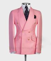 Traje De Novio Para Hombres Con Chaqueta Slim Fit Y Pecho Ancho Botones Dorados Hecho a Medida Tuxedo Formal De Algodón Para Todas Las Estaciones - details 2