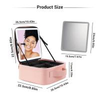 Estuche De Maquillaje Para Mujer Con Espejo Y Lámpara LED Inteligente Estuche De Viaje Portátil De Moda Organizador De Cosméticos Material PU - details 8