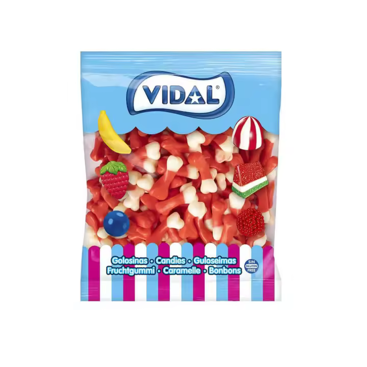 Vidal Huesos Jelly Brillo - Bolsa de 250 ud - Gominolas, chucherías sin gluten y sin grasa - 1