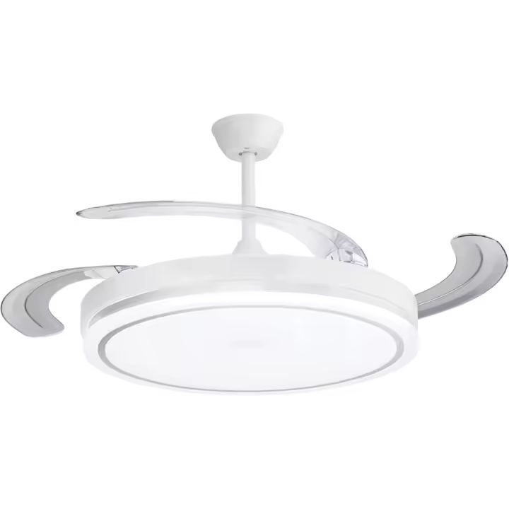 Ventilador de Techo LED con Aspas Retráctiles - 66W, 2880LM, Blanco, CCT 3000-6000K, con Control Remoto Funcion verano e invierno (Blanco nieve) - 1