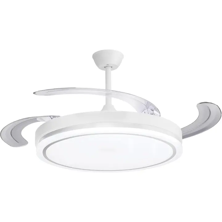 Ventilador de Techo LED con Aspas Retráctiles - 66W, 2880LM, Blanco, CCT 3000-6000K, con Control Remoto Funcion verano e invierno (Blanco nieve) - 1