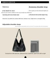 Bolso De Hombro Mujer Multifuncional Con Gran Capacidad Y Diagonal Cómodo Para Viajes Estilo Casual Color Negro Y Marrón Oscuro - details 2