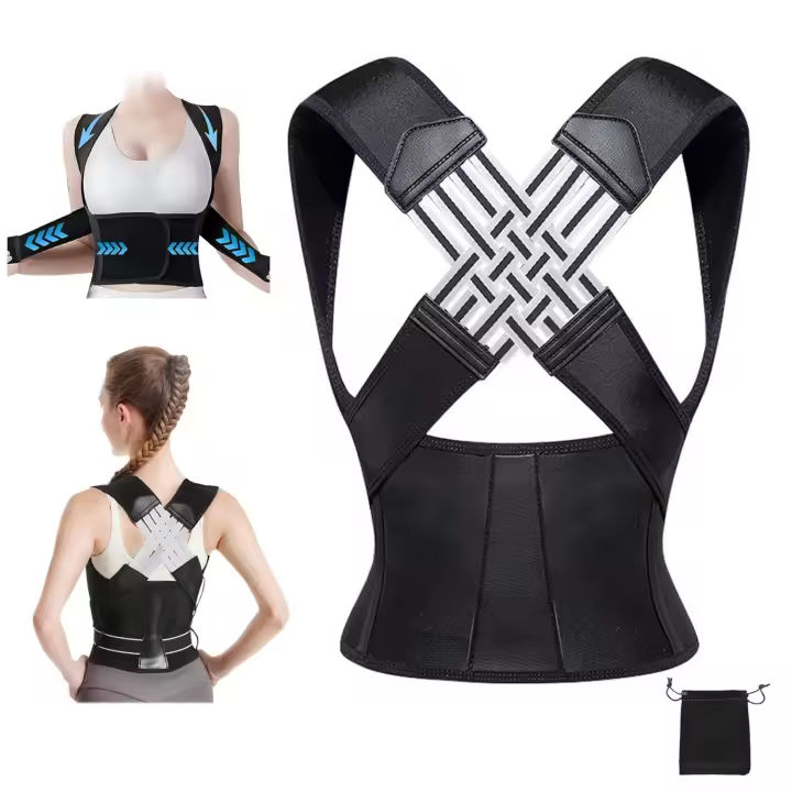 Corrector de postura de espalda elástico, enderezador de escoliosis ajustable y transpirable, soporte de columna lumbar para Mujeres y Hombres, Belt Superior del hombro (L) - 1