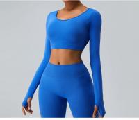 Top Deportivo De Manga Larga Para Mujer Sexy Cruzado En La Espalda Rápido Secado Yoga Gimnasio Entrenamiento Crop Top Casual - details 3
