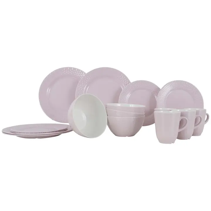 Gimex - Royal Line - Vajilla - Pastel - Rosa - 16 Piezas - 1