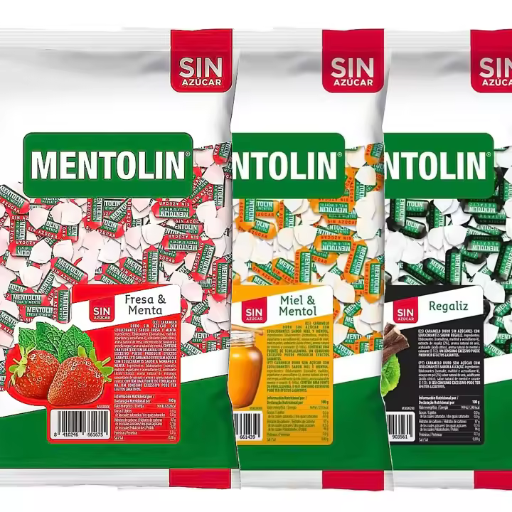 MENTOLIN PACK 3 Kg caramelos sin azúcar para la tos Fresa Menta & Miel Mentol & Regaliz - 1