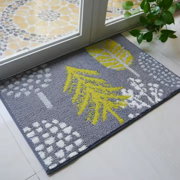 Indoor Entrance Rug Anti-Slip and Absorbent for Home Hallway Autumn Patterns Gold 60 x 90 cm - 1